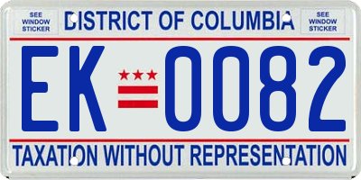 DC license plate EK0082