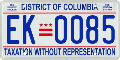DC license plate EK0085