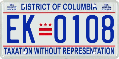 DC license plate EK0108
