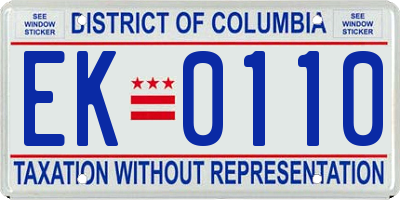 DC license plate EK0110