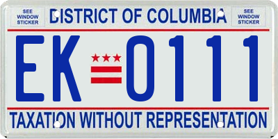 DC license plate EK0111