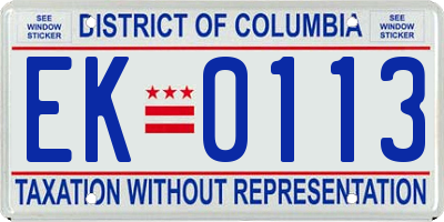 DC license plate EK0113