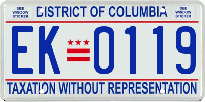 DC license plate EK0119