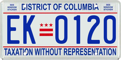 DC license plate EK0120
