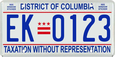 DC license plate EK0123