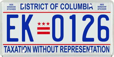DC license plate EK0126