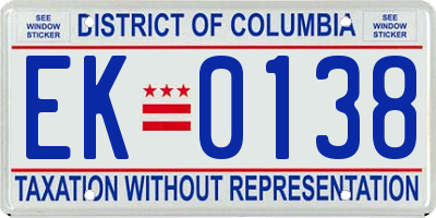 DC license plate EK0138