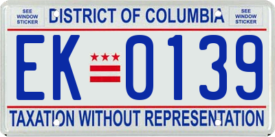 DC license plate EK0139