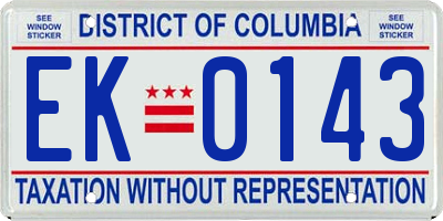 DC license plate EK0143