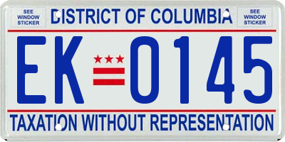 DC license plate EK0145