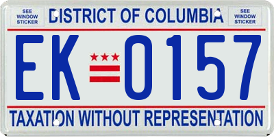 DC license plate EK0157