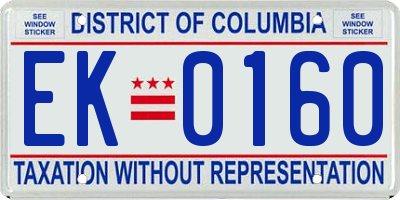 DC license plate EK0160