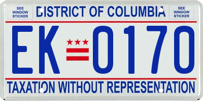 DC license plate EK0170