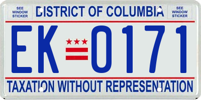 DC license plate EK0171