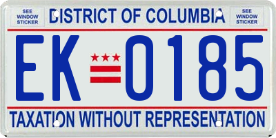 DC license plate EK0185