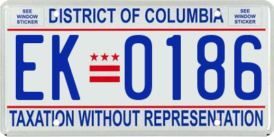 DC license plate EK0186