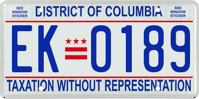 DC license plate EK0189