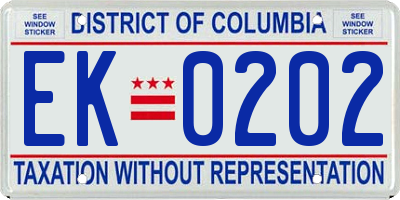DC license plate EK0202