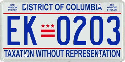 DC license plate EK0203