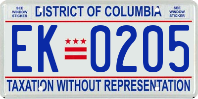 DC license plate EK0205