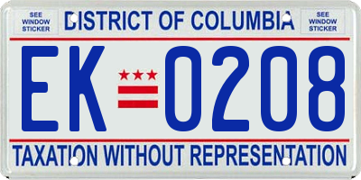 DC license plate EK0208