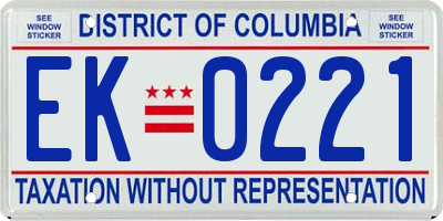 DC license plate EK0221