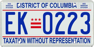 DC license plate EK0223