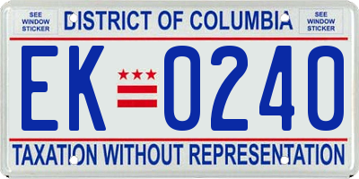 DC license plate EK0240