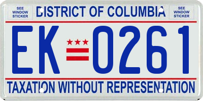 DC license plate EK0261