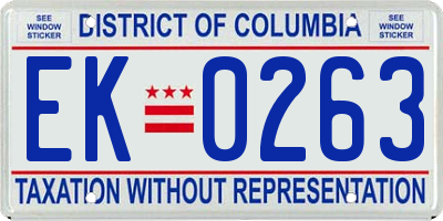 DC license plate EK0263