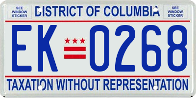 DC license plate EK0268