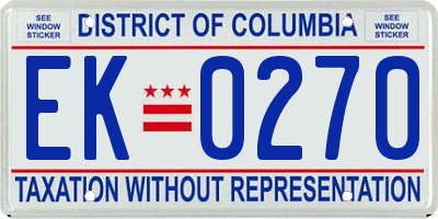 DC license plate EK0270