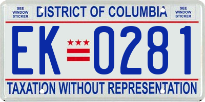 DC license plate EK0281