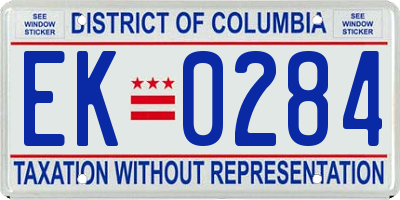 DC license plate EK0284