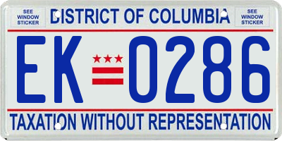 DC license plate EK0286
