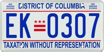 DC license plate EK0307