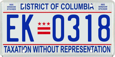 DC license plate EK0318