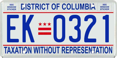 DC license plate EK0321