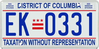 DC license plate EK0331
