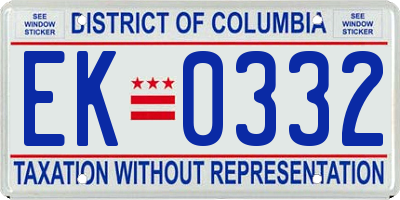 DC license plate EK0332