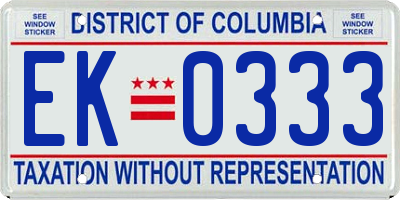 DC license plate EK0333