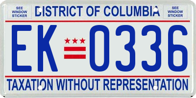 DC license plate EK0336