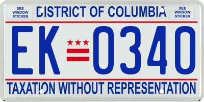 DC license plate EK0340