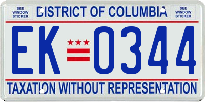 DC license plate EK0344