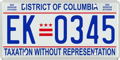 DC license plate EK0345