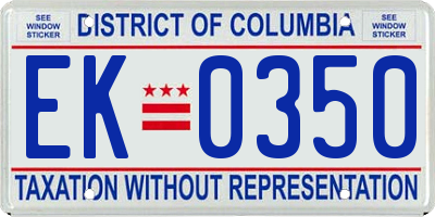 DC license plate EK0350