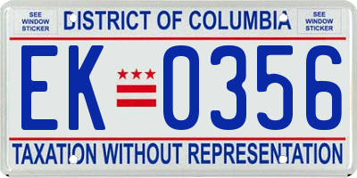 DC license plate EK0356