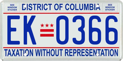 DC license plate EK0366