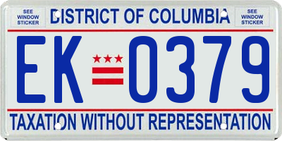 DC license plate EK0379
