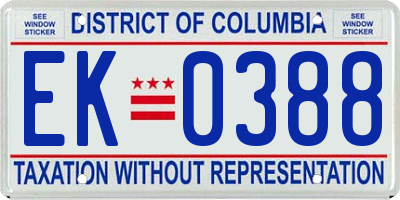 DC license plate EK0388